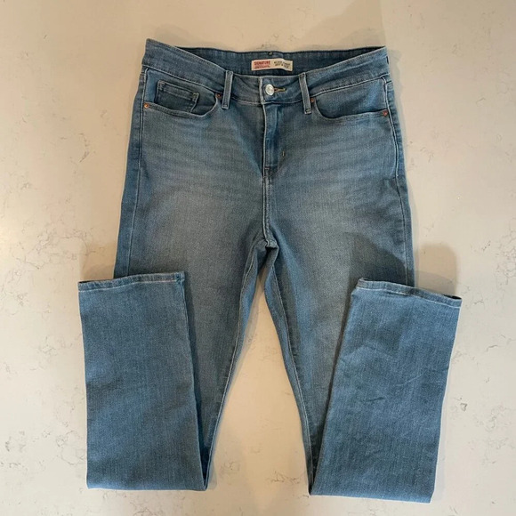 Levi Strauss Signature Mid Rise Straight 5 Pocket Lt Wash Jeans Blue 28"x32"L - Picture 11 of 12